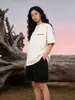 Camiseta de Manga Curta Blackeden com Flocagem Frente e Verso, Estampa Original Tendência Nacional Graffiti Americano para Homens e Mulheres, Tops de Casal Verão