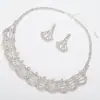 Set de Collar y Pendientes Europeo y Americano con Pedrería y Gotas de Agua, Nuevo Exagerado Transfronterizo para Vestido Accesorios de Novia N346