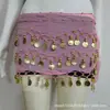 Corrente de Cintura para Dança do Ventre com Moedas Douradas no Atacado, Lenço de Cintura para Performance de Dança Indiana, Lenço de Quadril com Três Camadas de Moedas Penduradas, Cinto de Chiffon, Cortina de Bumbum