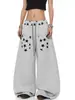 Calça moletom casual com estampa de estrela, estilo high street americano, para homens e mulheres, modelagem solta, fluida, esportiva, perna reta, perna larga, calça longa para dança de jazz