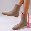 Novas botas skinny justas de bico fino para outono plus size 2026 botas Martin femininas retrô de baixa salto com zíper traseiro wish