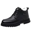 Zapatos de Algodón de Invierno para Hombre Botas de Nieve del Noreste para Hombre de Caña Alta con Forro de Terciopelo Grueso Suela Gruesa Zapatos de Cuero para Hombre de Mediana Edad con Cordones Zapatos tipo Papá