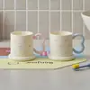 Taza de Lavado de Color Macarrón Estilo Girly con Diseño de Asa en Forma de Corazón, Adecuada para Uso en Casa, Estilo Pareja, Taza para Cepillarse los Dientes y Enjuague Bucal de Dormitorio Estudiantil