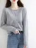 Nuevo cárdigan de punto 2026, suéter de cuello redondo para principios de otoño, prenda exterior versátil de manga larga de color liso para mujer, disponible para dropshipping y ventas transfronterizas