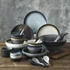 Juego de Vajilla para Uso Doméstico, Estilo Moderno de Lujo Ligero, Vajilla Sencilla de Moda, Juego de Cuenco Cerámico Japonés y Palillos, Combinación Creativa de Cuenco y Plato