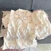 Pijama Infantil de Algodão Nuvem Verão 2025 para Meninos, Roupa de Casa Fina, Desenho Animado para Meninas, Conjunto de Roupa de Casa para Condicionador de Ar