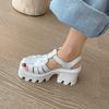 Yingmeier Boca Baja 2022 Verano Tacón Alto Plataforma Sandalias Zapatos de Mujer Chengdu Zapatos Romanos Blanco Zapatos en T
