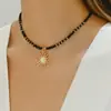Moda Europea y Americana Transfronteriza Estilo Bohemio Vacacional Estrella Luna Sol Pintura Metálica Colgante de Aceite Ojo del Diablo Cadena para Clavícula