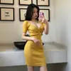 Verano Transfronterizo Nuevo Estilo Coreano Vestido Falda de Punto Ceñidor de Cintura para Mujer Adelgazante y Elegante Cordón Ajustado al Cuerpo Ceñido a la Cadera Falda Corta