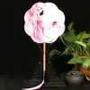 Ventoinha Hanfu em formato de flor, ventoinha feminina para dança antiga, pequena ventoinha redonda, ventoinha de rede vermelha com cabo longo DIY, suprimento para barraca de discoteca