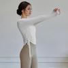 Roupas de fitness respiráveis e amigáveis à pele, esportivas, slim fit, emagrecimento, manga comprida, roupas de ioga, camisa base, camiseta com cordão, blusa de pilates