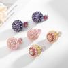 Pendientes Exagerados de Bola Redonda Estilo Europeo y Americano para Mujer, Pendientes de Botón Florales Coloridos de Zirconia Nicho, Joyería para Orejas de Alta Resistencia con un Toque de Lujo Ligero y Gama Alta