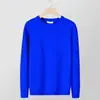 Suéter de cuello redondo para hombre para otoño e invierno, color liso, corte ajustado, cálido, top de punto de manga larga, camiseta básica de alta gama estilo americano