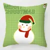Funda de Almohada Navideña Nueva Transfronteriza Serie de Dibujos Animados Rojos de Papá Noel Muñeco de Nieve Cojín de Sofá Producción de Almohadas