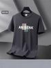 Camiseta de manga corta para hombre, nueva llegada de verano, cuello redondo holgado y grueso, talla semi-grande, para estudiantes, combina con todo, camiseta estampada de marca moderna y de moda.