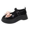 Sapatos de couro de sola grossa preta de laço all-match para mulheres 2023 novo verão francês retro low-cut Mary Jane sapatos de camada única