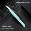 Aço inoxidável cotovelo pontiagudo preto anti-estático pinça atacado nail art manual conta de mão reparação especial clip set