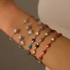 Pulseira Europeia e Americana de Aço Titânio com Contas de Pedra Britada Cor de Coração de Alta Qualidade Aço Inoxidável Pulseira Design de Nicho