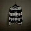Camiseta de manga larga casual de moda Y2K, estilo high street, retro americano, con estampado de rayas de moda, cuello redondo, bloques de color, diseño personalizado