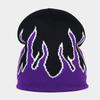 Nuevo gorro de punto de otoño para hombre, estilo hip hop, con diseño de llamas en jacquard, gorro para montar al aire libre en invierno, gorro sin ala que combina con todo.