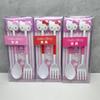 Comercio exterior forma de Kulomi Sanrio combinación cuchara tenedor vajilla kitty traje tenedor cuchara set de alimentación de dos piezas