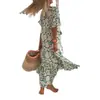 2023 Ropa Europea y Americana de Amazon Aliexpress Vestido Largo de Verano Nuevo Estampado de Manga Corta con Cuello en V Profundo para Mujer