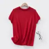 Fio de washi retrô raglan bainha enrolada malha manga curta feminina verão novo gola redonda top solto fino simples camiseta