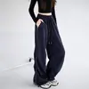 Calça Esportiva Cinza para Mulheres, Nova Coleção Outono 2026 Cintura Alta Solta Paratrooper Perna Reta Calça de Moletom, Calça Casual da Moda de Perna Larga