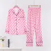 Pijama de Seda Imitación de Comercio Exterior para Mujer, Cárdigan Delgado de Manga Larga para Primavera y Otoño, Camisola, Ropa Exterior Casual, Conjunto de Siete Piezas para Casa