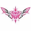 Adesivo de tatuagem temporária de asas de coração em degradê preto e rosa para cintura e abdômen, adesivo de barriga à prova d'água de estrela e cruz