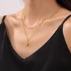 Estilo Coreano Fresco y Elegante Joyería de Personalidad Simple Colgante Hexagonal Geométrico con Diseño de Diamante Acero de Titanio Collar Chapado en Oro