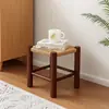 Banqueta de Madeira Maciça para Uso Doméstico, Banqueta para Trocar Sapatos na Sala de Estar, Banqueta Baixa de Rattan Sintético, Banqueta Pequena Vintage, Banqueta de Mesa de Centro com Alta Estética
