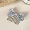Pente de Cabelo com Laço de Flor de Tecido Estilo Fresco e Jovem para Meninas, Pente Modelador de Franja e Cabelo Solto, Acessório de Cabelo Versátil