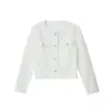 Moda para Mujer 2025 Otoño Estilo Europeo y Americano Cuello Redondo Manga Larga Bolsillo Chaqueta Abrigo de Béisbol D5252417