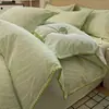 Conjunto de cama simples de outono e inverno de algodão puro escovado de quatro peças, capa de edredom espessa 100% algodão e um conjunto de lençóis de três peças luxuoso e de alta qualidade
