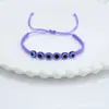 Pulsera Trenzada de Hilo de Jade Ojo de Diablo de Resina Europea y Americana Nudo Plano Cruzado Pulsera de Ojo Azul Retro de la Suerte