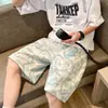 Shorts Esportivos Masculino Solto Casual Calça de Basquete para Estudantes Primavera e Verão Fino Moderno Perna Larga Corrida Noturna Calça Média de Cinco Pontos