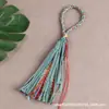 Colgante de Borla Tejido a Mano Accesorios para Joyería DIY Llavero de Gradiente Multicolor Decoración para Colgar en Bolsos