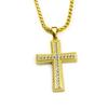 Collar con colgante de cruz estéreo con incrustaciones de diamantes retro europeo y americano, colgante personalizado de hip-hop para hombres.