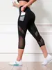 Pantalones Deportivos Ajustados de Bolsillo Empalmado Estilo Nuevo Transfronterizos Pantalones de Yoga Levanta Glúteos Leggings Empalmados de Malla Pantalones para Mujer