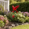 Estaca de Hierro para Césped con Pájaro Rojo Cardinal, Manualidad Más Vendida para Arreglo de Jardín Exterior y Decoración de Patio