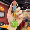 Llavero Creativo y de Moda con Bloques de Color y Cuentas, Totalmente Cubierto de Pedrería, Diseño de Fresa 3D, Lindo y Dulce, Accesorio de Alto Valor para Bolsos de Niñas