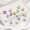 Macaron color flocado cuentas con orificio para colgar felpa con orificio cuentas redondas diy accesorios para tocado cadena para teléfono móvil nuevo de fábrica