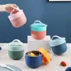 Taza de desayuno calentable para microondas con revestimiento de acero inoxidable 304, vajilla portátil con tapa, tazón de sopa de plástico para oficinista, taza de sopa