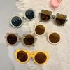 Gafas de Sol Nuevas Estilo Oso para Niños Hombres y Mujeres, Moda Lindas Bebé Retro Marco Redondo Dibujos Animados Anti-UV