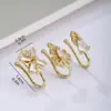 Exquisito e moderno conjunto de três peças de trevo de quatro folhas banhado a cobre em ouro real com zircônia microincrustada para o nariz, combinação de nariz mais vendida europeia e americana