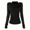 Camiseta básica de punto de manga larga con cuello alto de diseño nuevo para otoño e invierno, versátil, de deseo puro, marca famosa OEM para mujer
