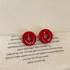 Brincos de Donut Vazado com Gotejamento Vermelho para Mulheres Design de Nicho Pequenos Simples Versáteis Brincos Brincos