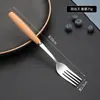 Juego de Cubiertos de Acero Inoxidable Estilo Japonés con Mangos de Madera, Incluye Cuchillo, Tenedor, Cuchara, Tenedor de Fruta, Palillos de Madera de Haya, Cuchara para Sopa, Cuchillo de Acero Inoxidable, Cuchara de Postre