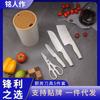 Yangjiang en stock Cuchillos adecuados para la cocina del hogar Cuchillo de cocina Rebanador Cortador de carne Cuchillo de acero inoxidable Barril de almacenamiento Juego de cinco piezas